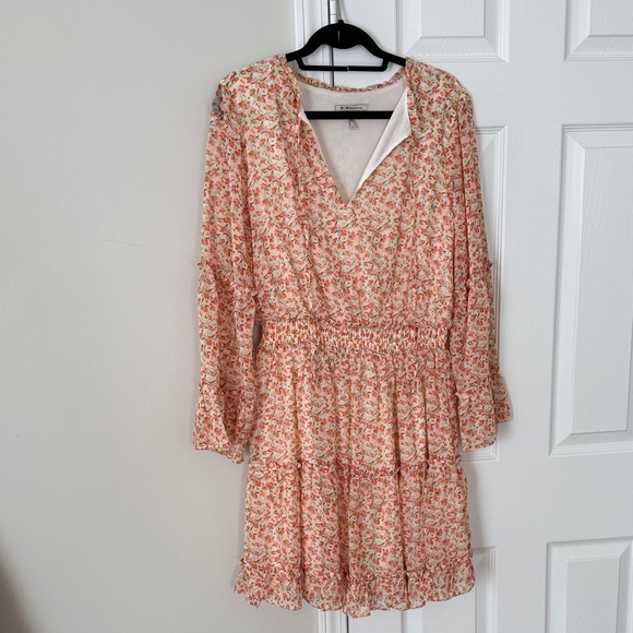 BCBGeneration Floral Long Sleeve Dress - Pink and Cream Size 12 Knee Lenght - Picture 1 of 4